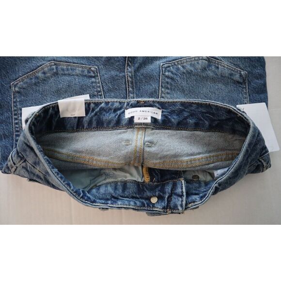 Good American Women's Sz 2/26 Blue Good Classic Raw Edge Ankle Jeans - Picture 3 of 10